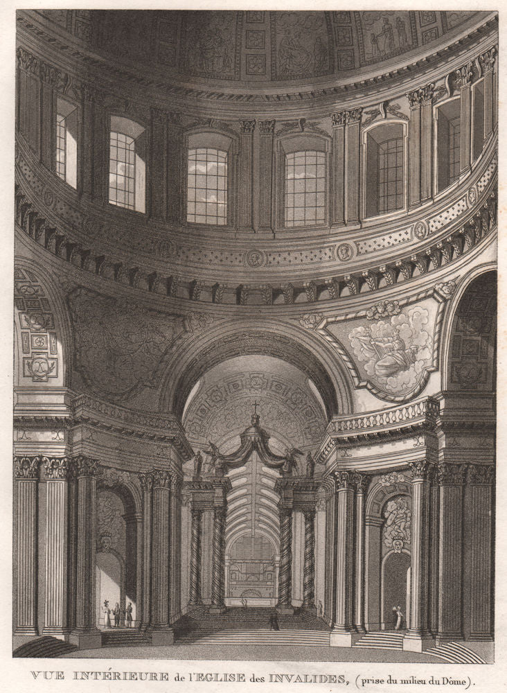 PARIS. Eglise des Invalides (prise du inilieu du Dôme) . Aquatint 1808 print
